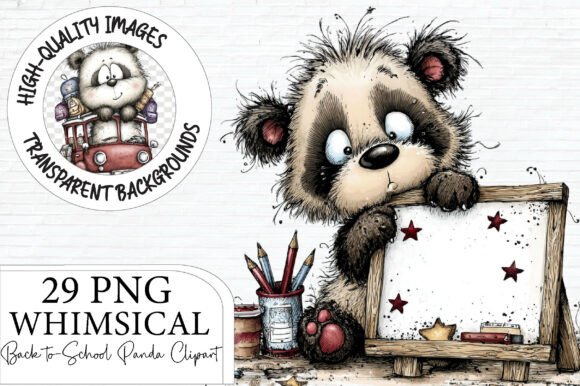 Download Whimsical Back to School Panda Clipart - Whimsical Collection