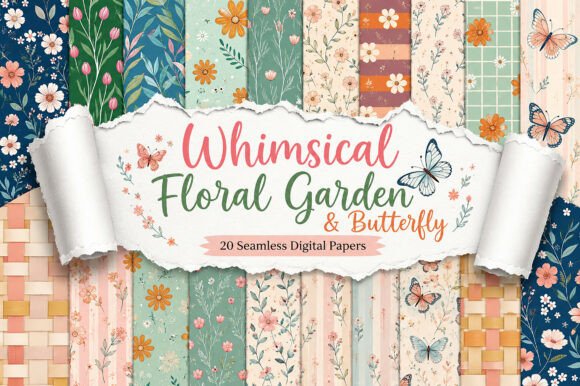 Download Whimsical Floral Garden &amp; Butterfly - Whimsical Collection