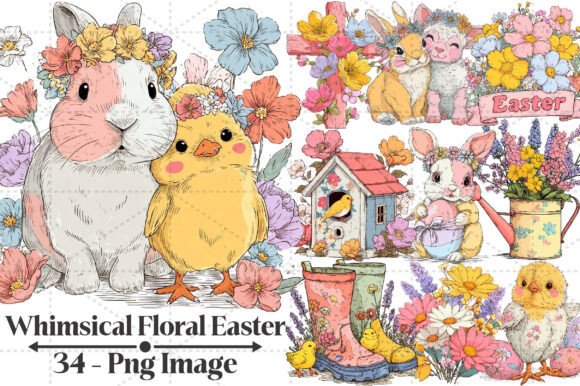 Download Whimsical Floral Easter Clipart Bundle - Whimsical Collection
