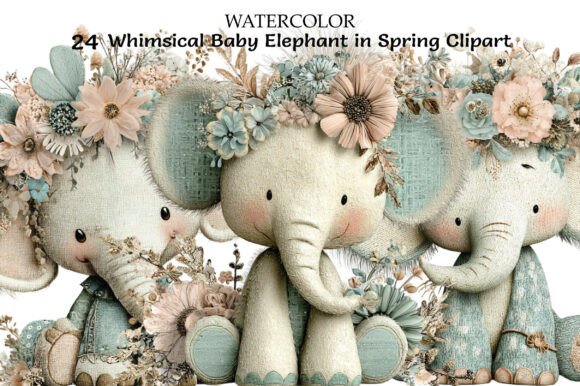 Download Whimsical Baby Elephant Spring Clipart - Whimsical Collection