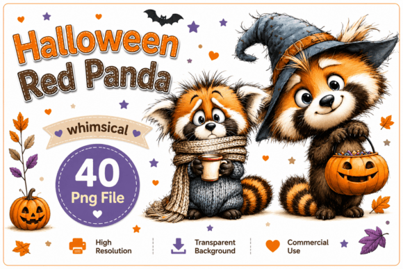 Download Whimsical Halloween Red Panda Clipart - Whimsical Collection