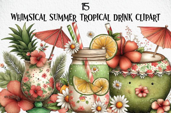 Download Whimsical Summer Tropical Drink Clipart - Whimsical Collection
