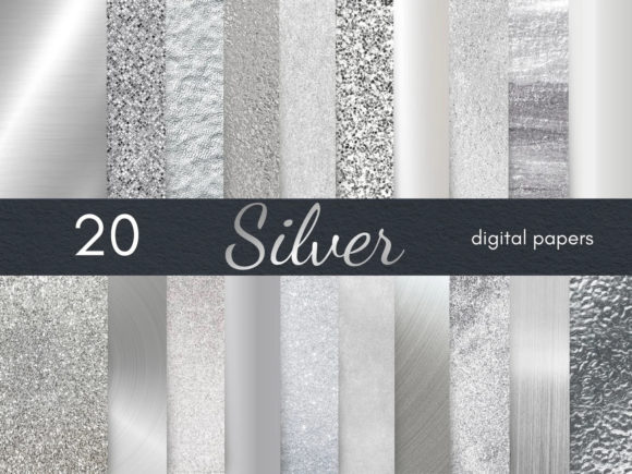 Download Silver Digital Papers. Metallic Textures - Silver Collection